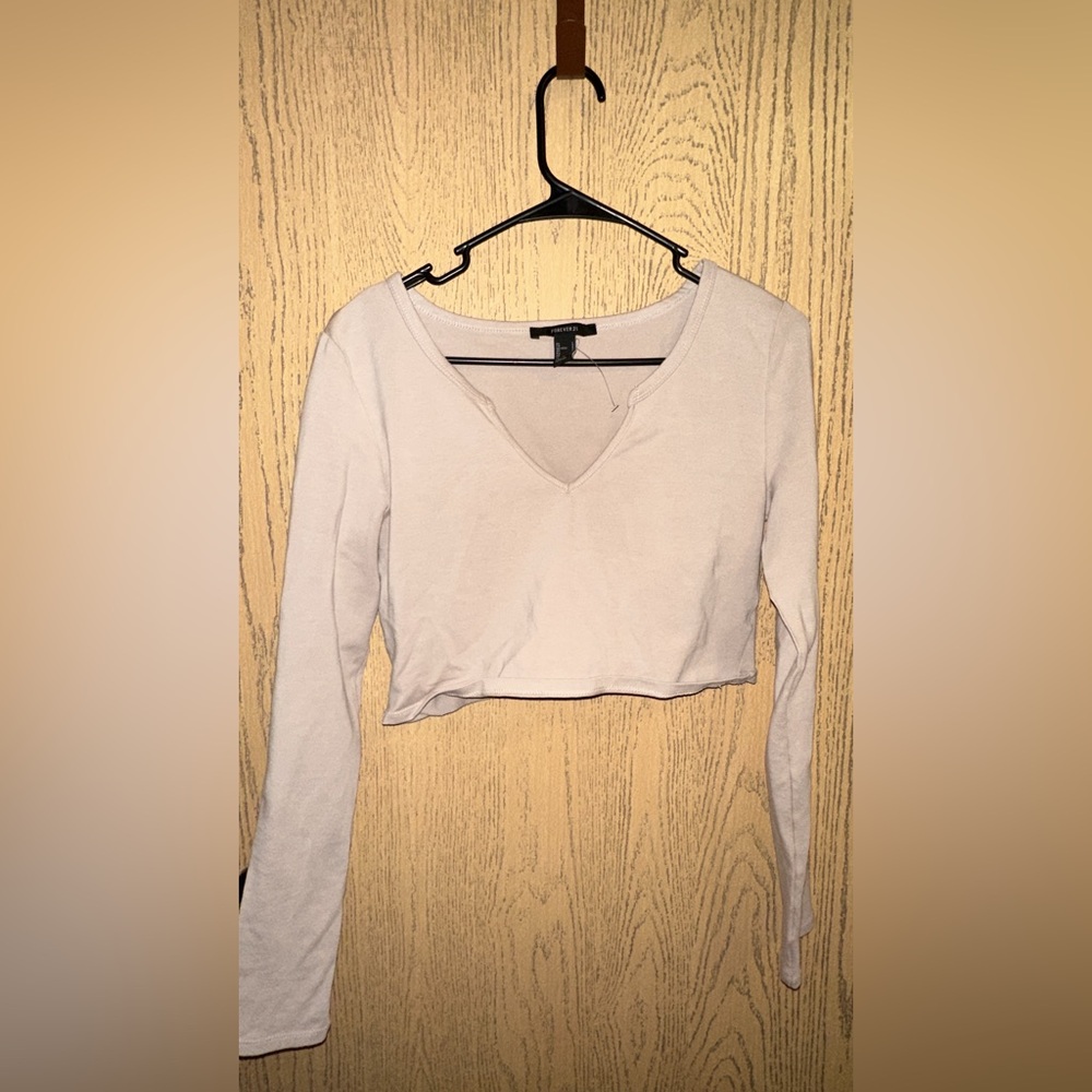 Forever 21 Tan Fitted Crop Blouse